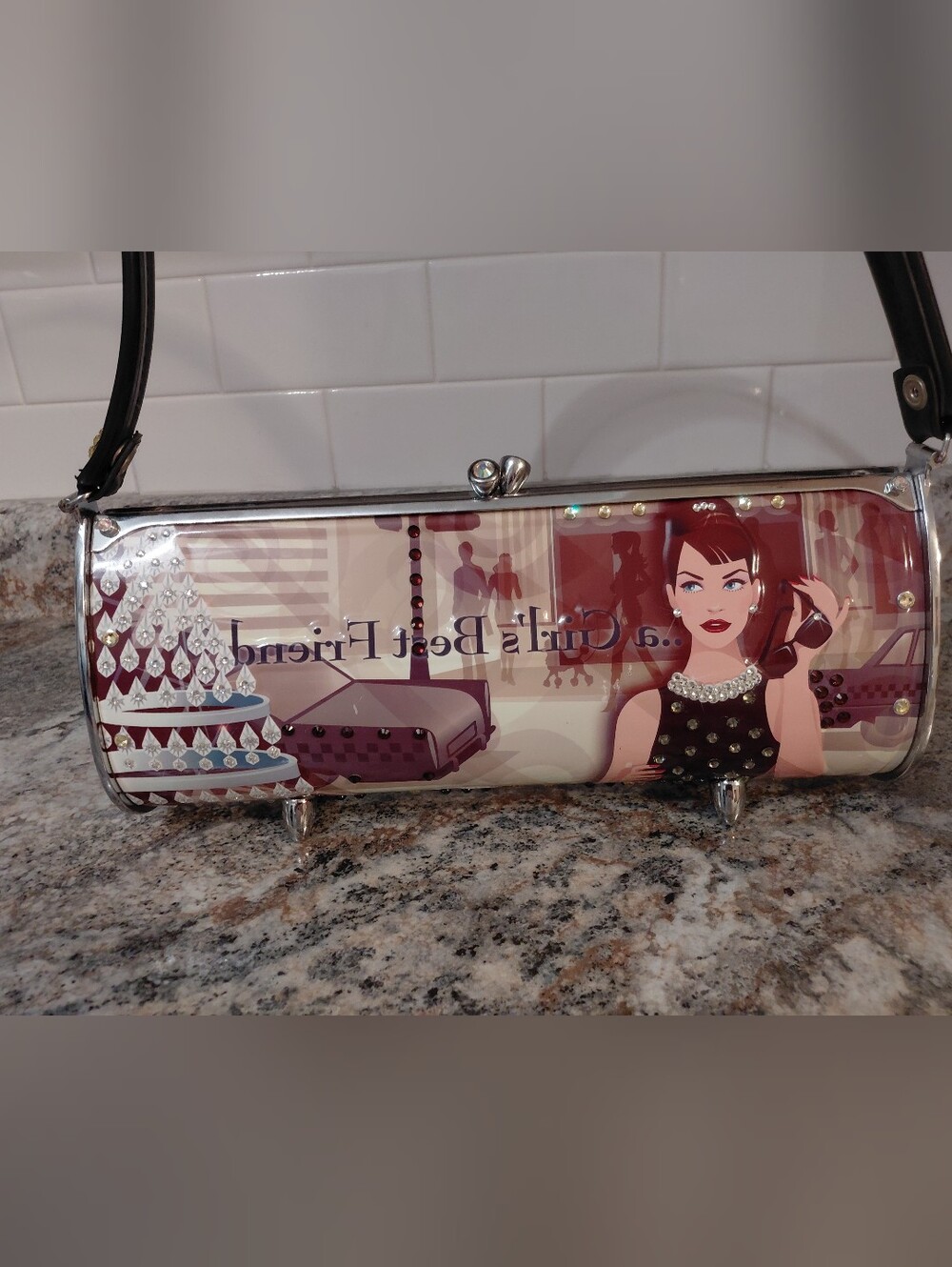 Little Earth Road Flair A Girl's Best Friend Purse W/Swarovski Crystals 2005